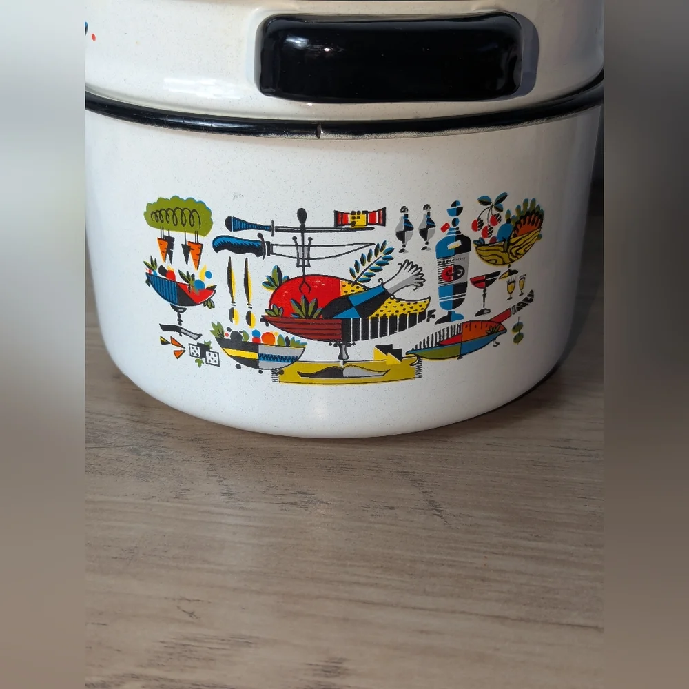 Georges Briard Enamel Ware Double Boiler Turkey Dinner Pattern